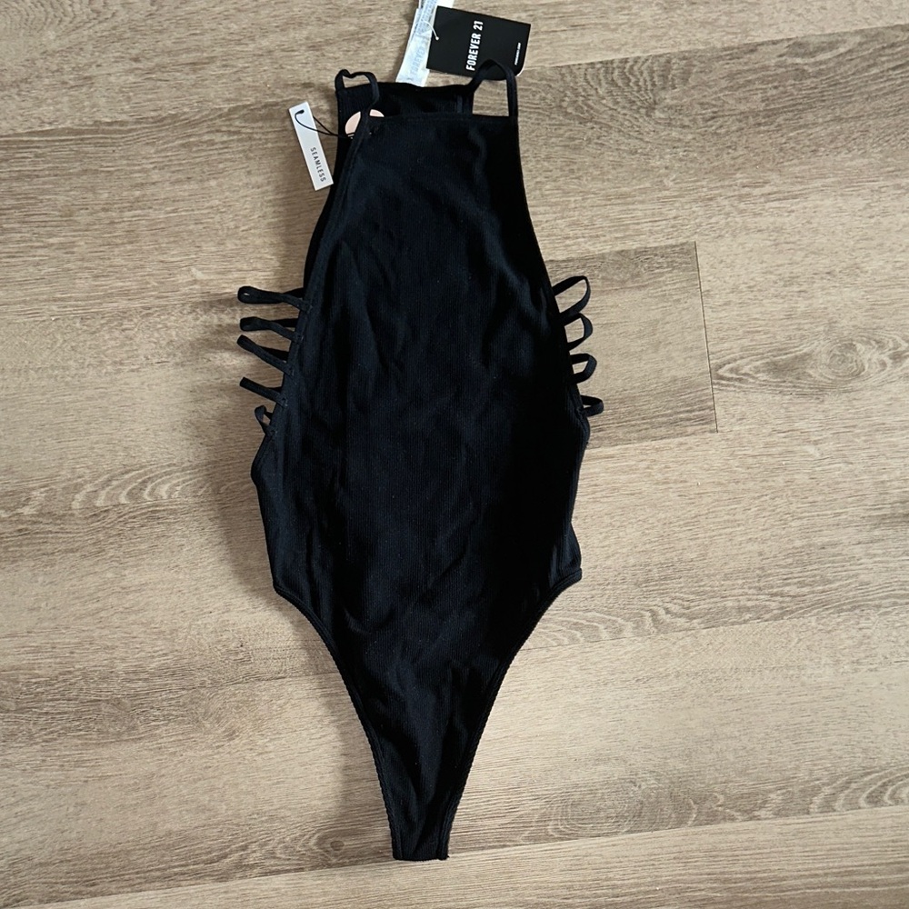 Forever 21 Black Strappy Bodysuit